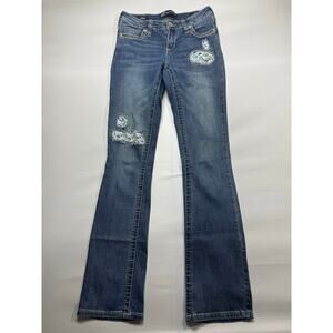 Affliction Women's Distressed Jade Bootcut Blue Denim Jeans - Size 25 (28x33.5)